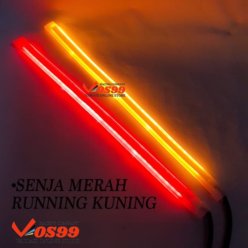 lampu Alis LED slim alis DRL fleksibel waterproof 12V uk 30cm 2 mode running motor mobil