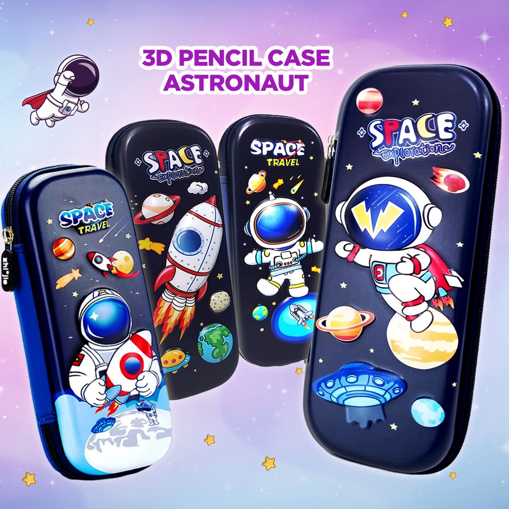 Kotak Pensil 3D Astronot Rocket Dinosaurus Motif Cowo Kotak pensil 3D timbul tempat pensil Pencil Case Motif Cowo kado ultah anak cwo