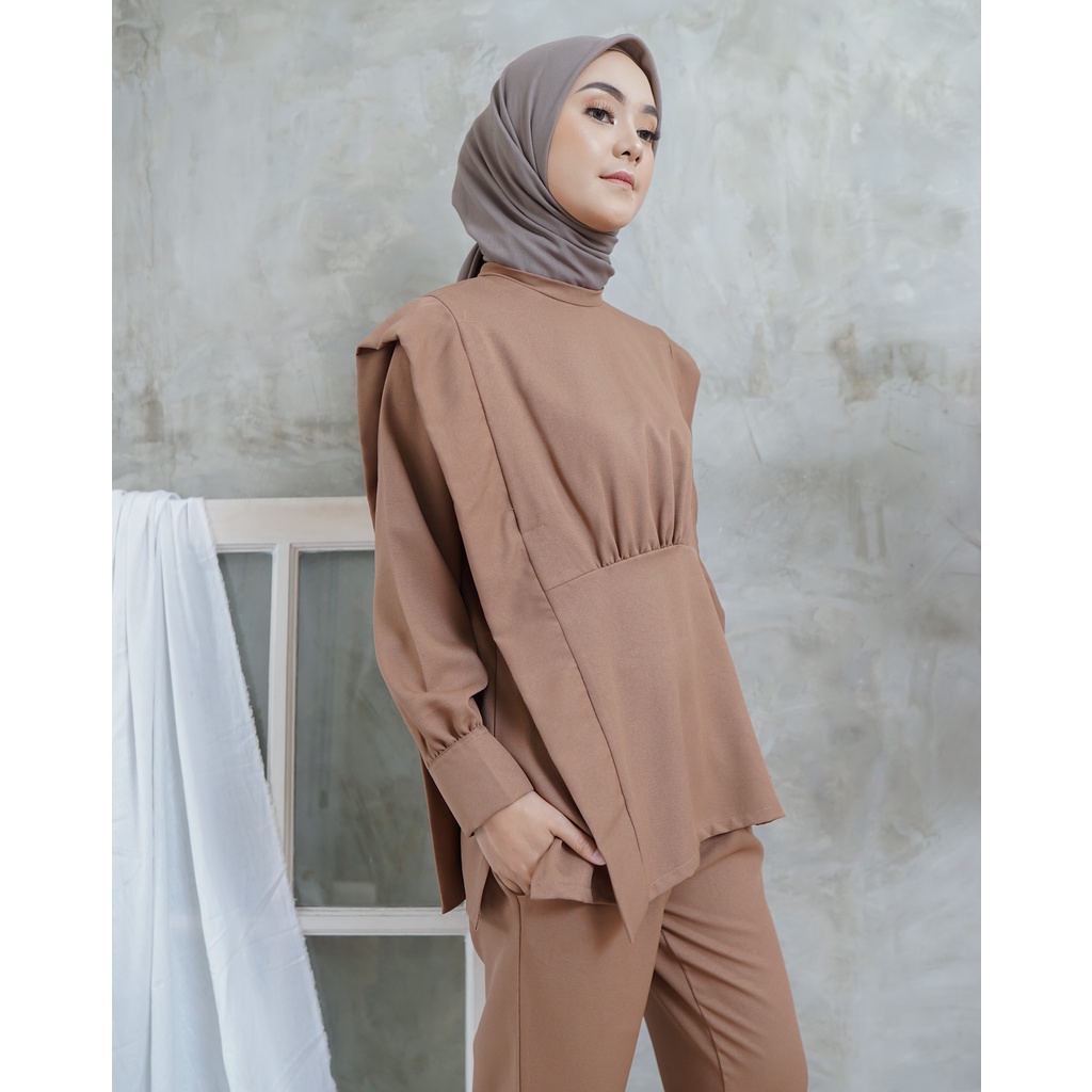 KALLE Set by CB.CO | oneset setelan busui celana wanita-Cocoa