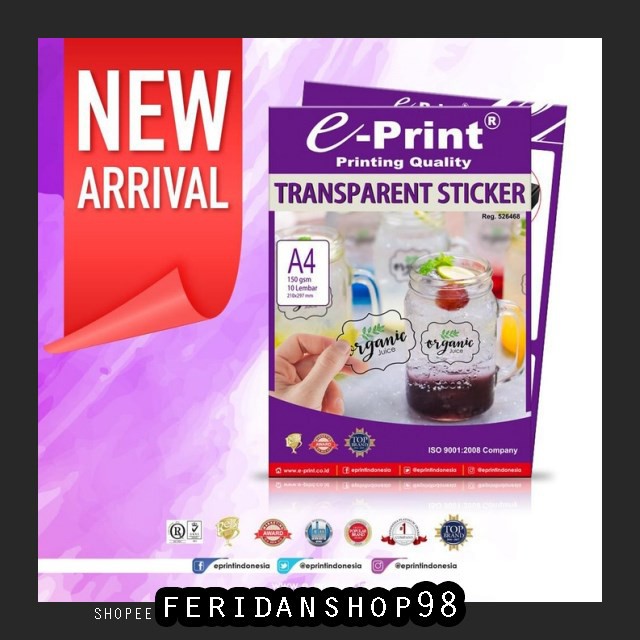 

BT575 E-PRINT TRANSPARENT STICKER BEST PAPER TRANSPARAN STIKER BENING LOGO TOKO BY FERIDANSHOP98