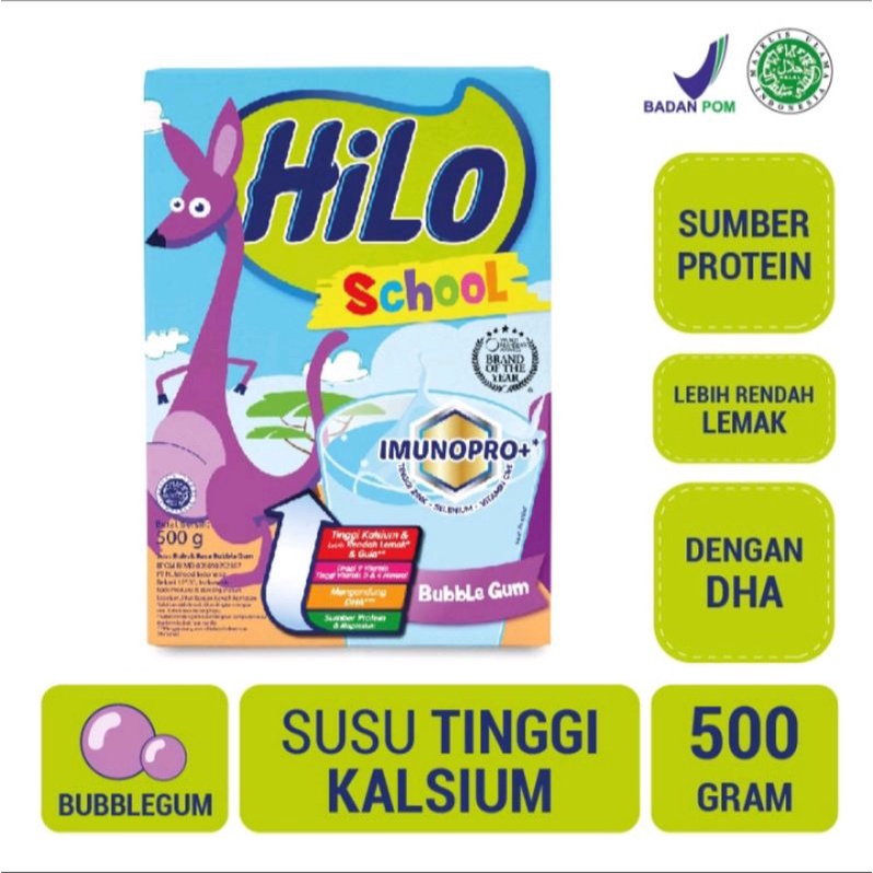 

Hilo school bubble gum 500gr - susu lebih rendah lemak dengan rasa enak