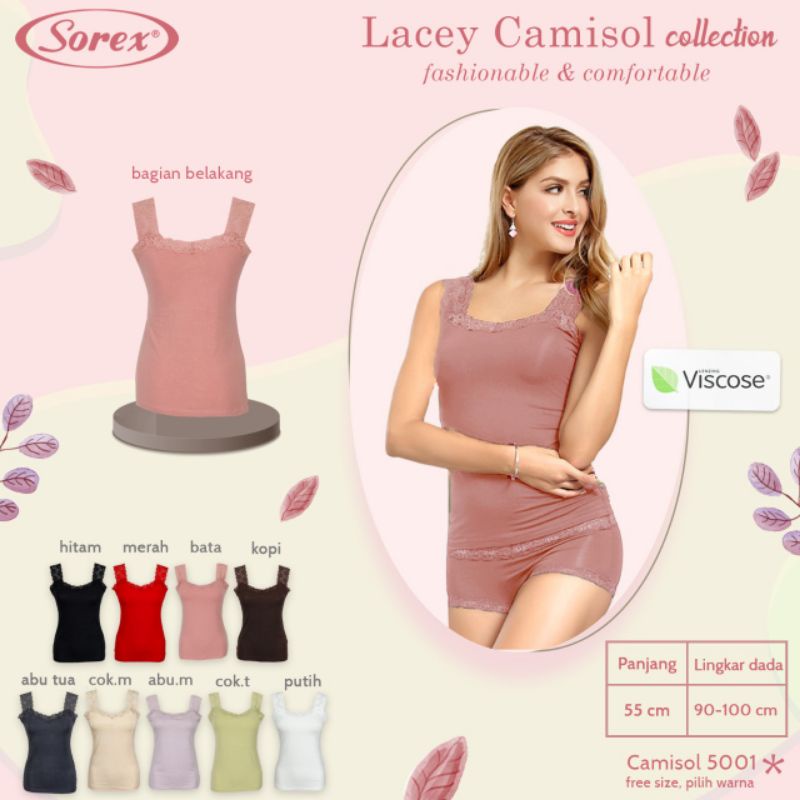 Tank top Sorex Wanita Variasi renda brukat bunga V-Neck U-Neck Sorex 5001 5013 5011 Dijamin Murah
