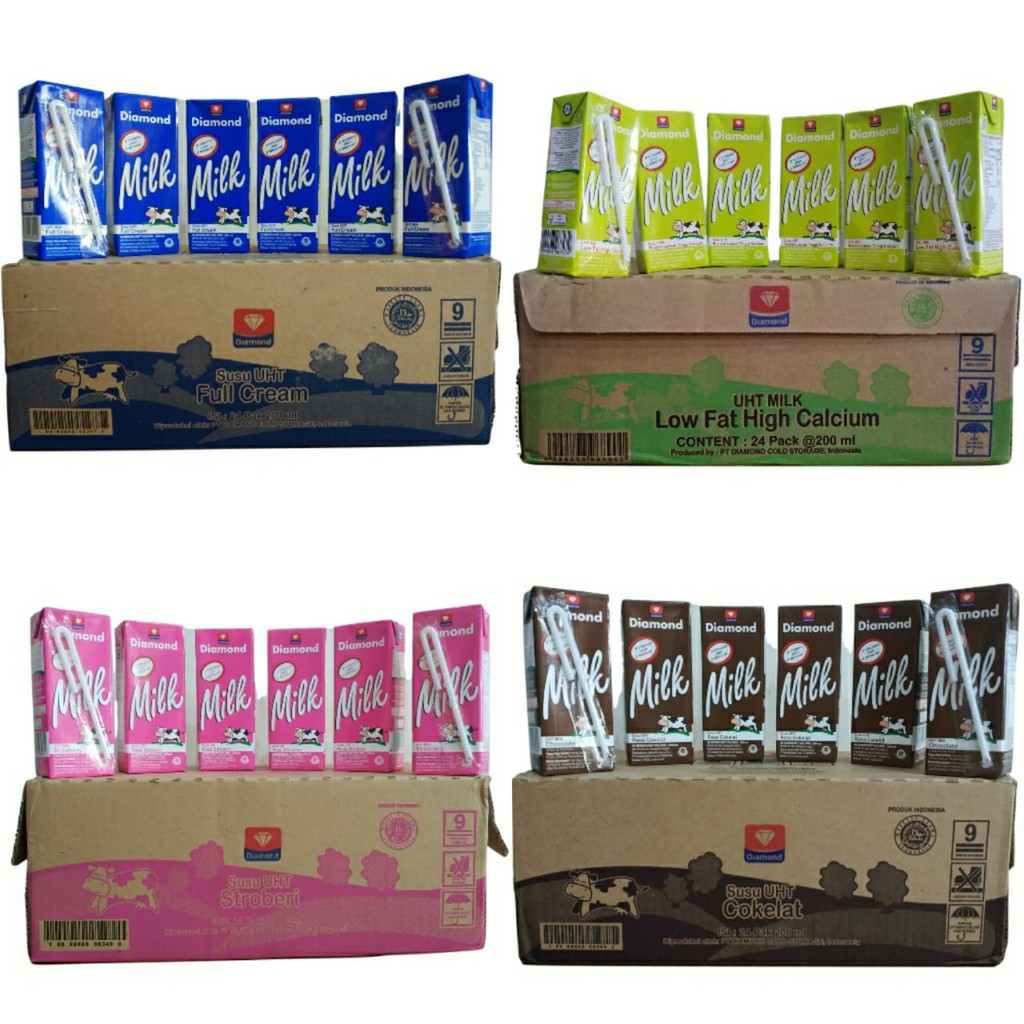 

DIAMOND Susu UHT 200ml (Full Cream/Low Fat/Cokelat/Strawberry) 1 Karton