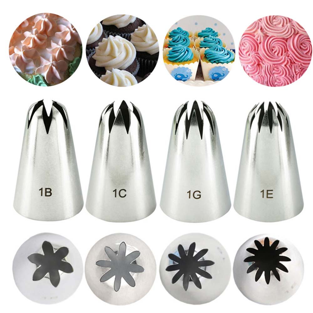 1b # 1c # 1e # 1g Spuit Piping Icing Bahan Stainless Steel Untuk Dekorasi Kue