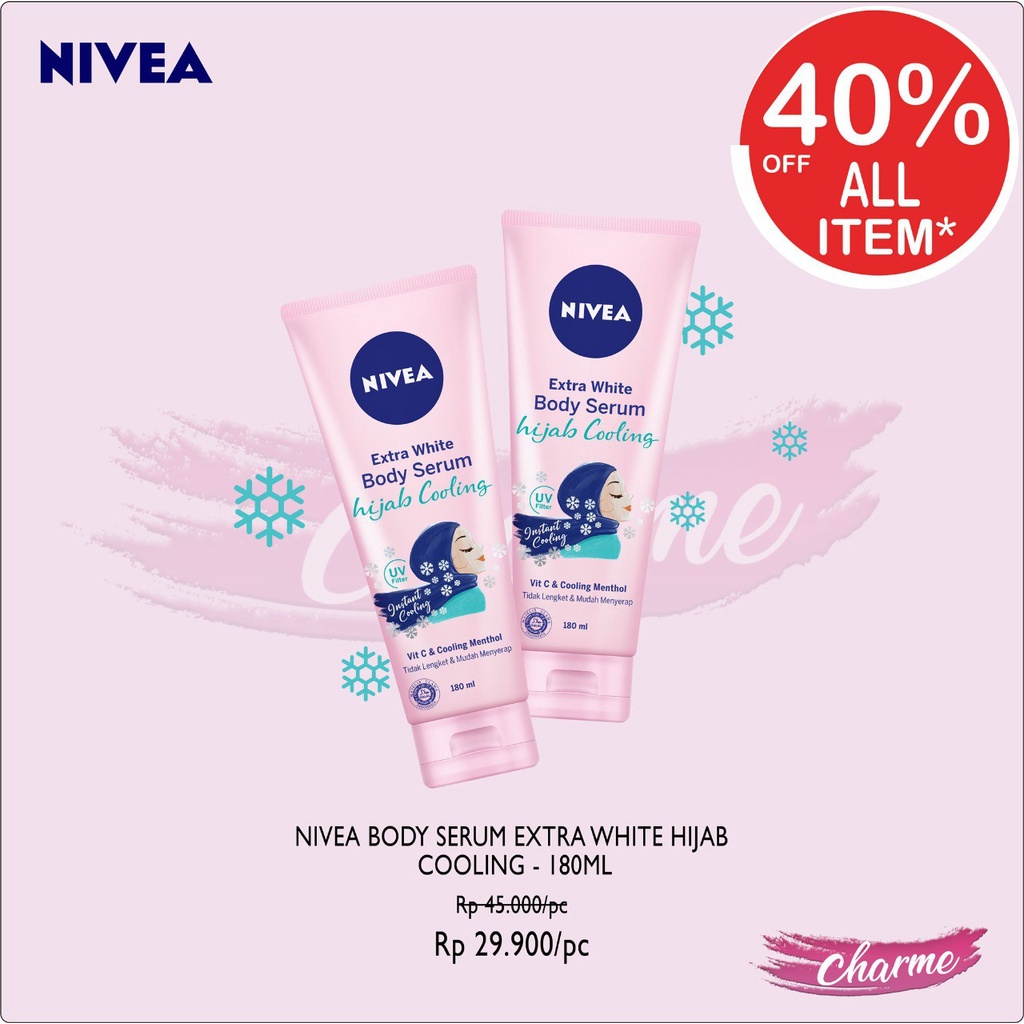 (READY &amp; ORI) Nivea Body Serum Extra White Hijab Cooling - 180ml