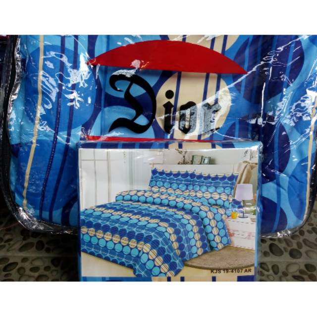 Bedcover set sprei merk DiOr uk king size bahan katun disperse