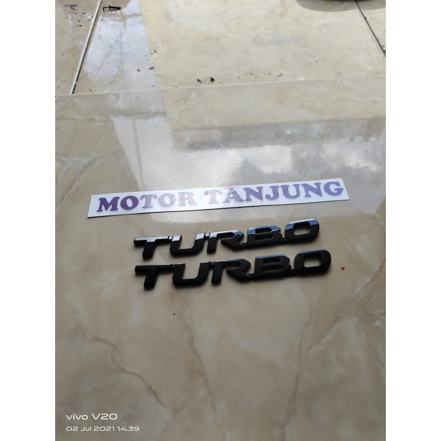 emblem tulisan turbo hitam original