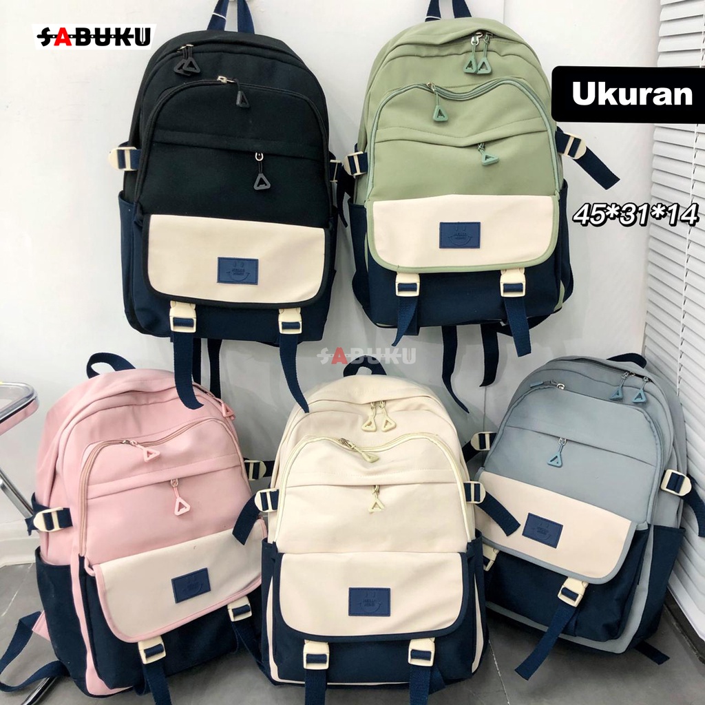 Tas Ransel Pria Wanita Fashion Remaja Kekinian Tas Ransel Sekolah Backpack Korea Multifungsi -211