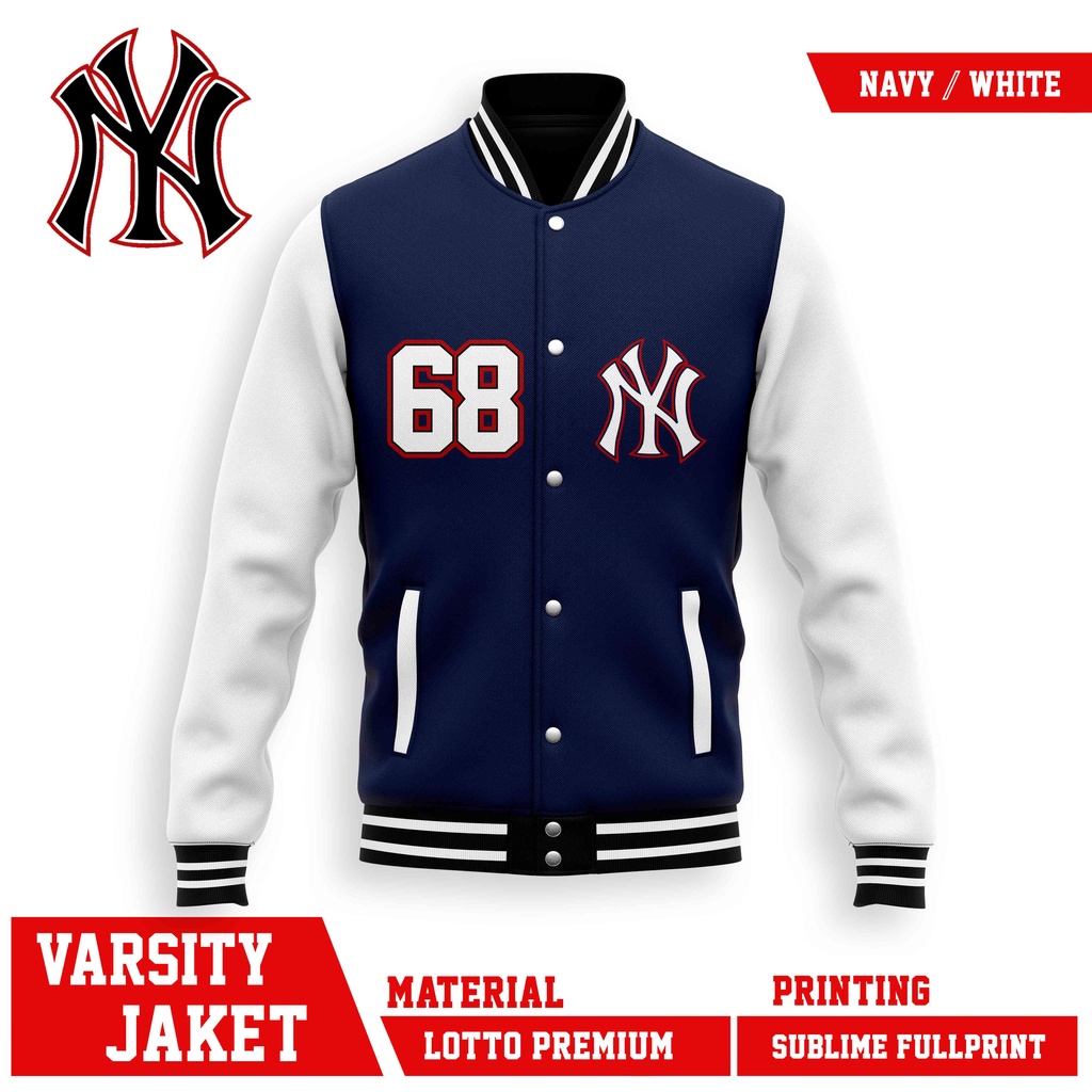 JAKET VARSITY BASEBALL NEW YORK CITY 68 VARSITY JACKET - WHITE NAVY