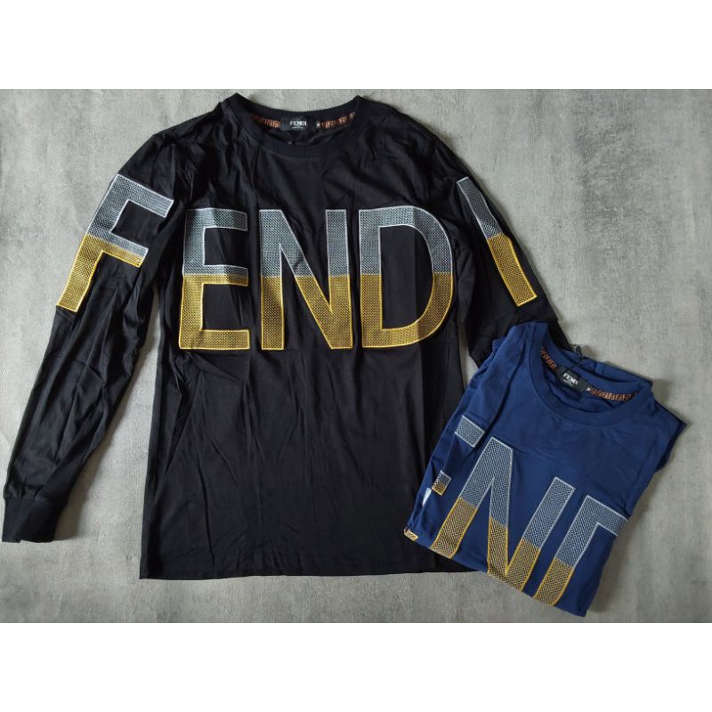 Kaos Tangan Panjang Pria Fendi Bordir Import