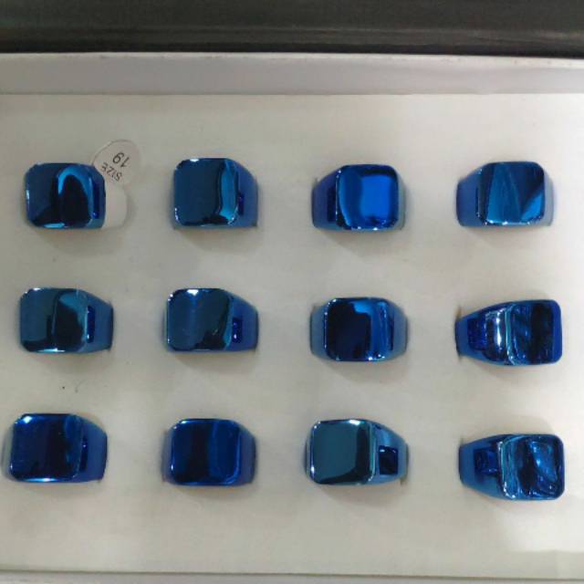 Cincin titanium isi 12pcs pria besar warna biru