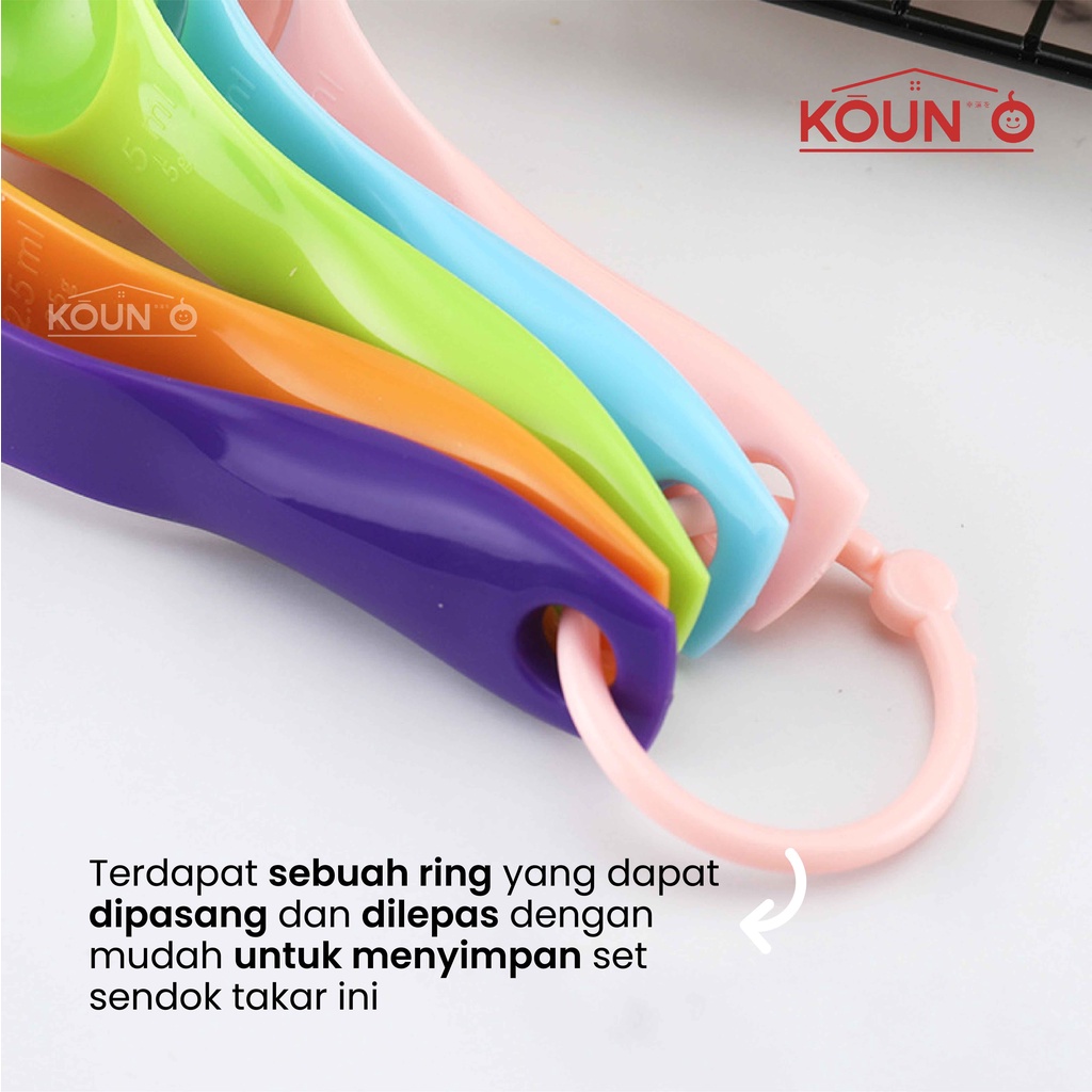 Sendok Takar Set 5 in 1 Takaran Plastik Warna Serbaguna Bumbu Dapur Measuring Gram Spoon Baking