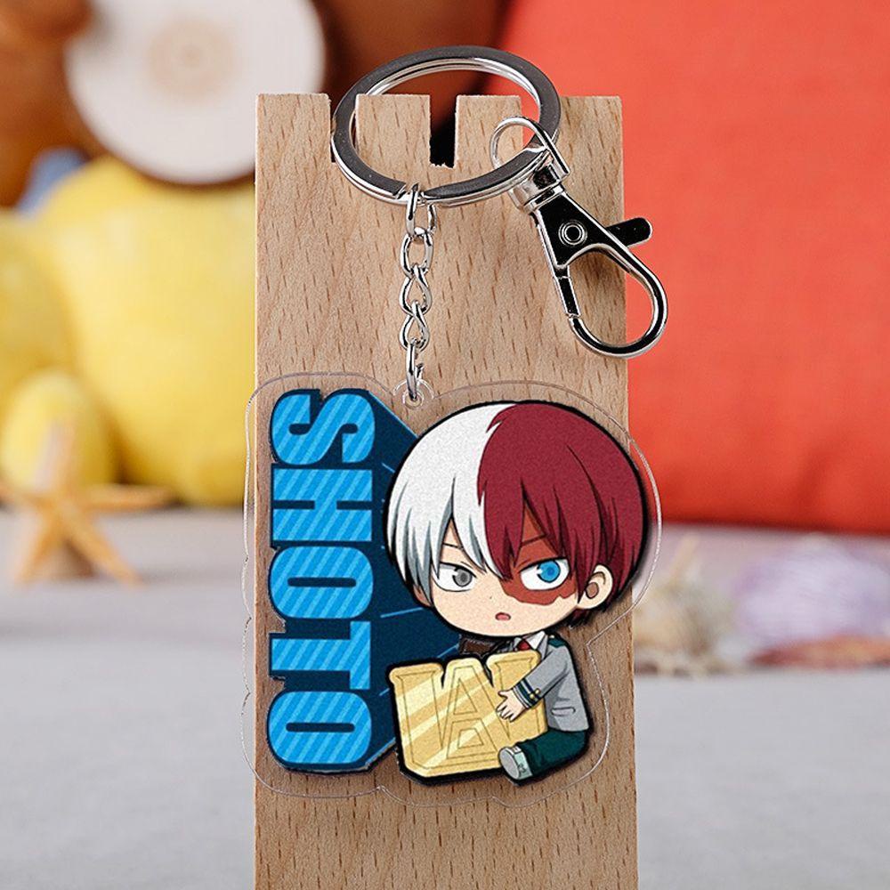 Agustina My Hero Academy Gantungan Kunci Midoriya Izuku Cosplay Dua Sisi Shoto/Izuku Todoroki Shouto Key Rings