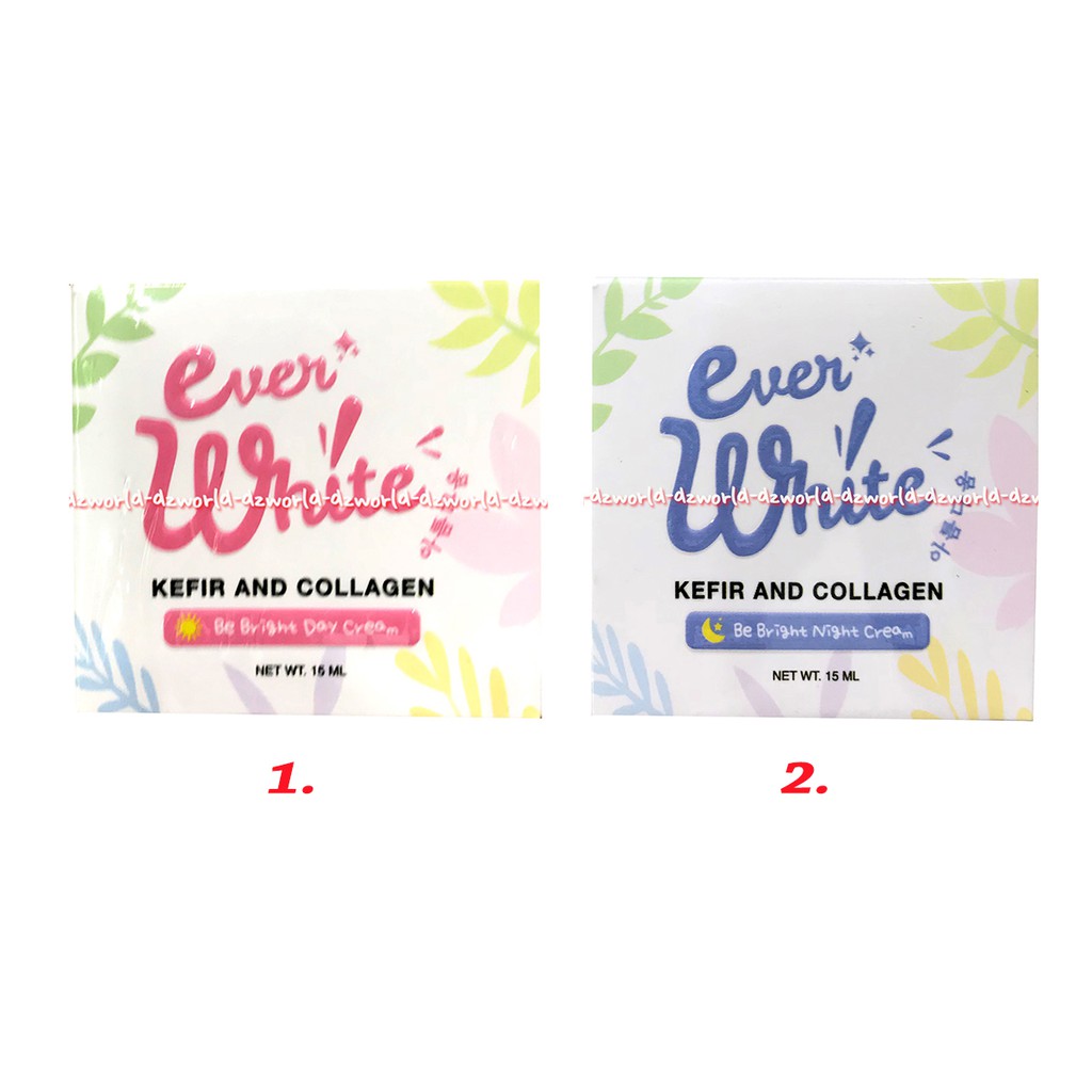 Ever White Kefir And Collagen Be Bright Day Cream And Night Cream 15ml Krim Wajah