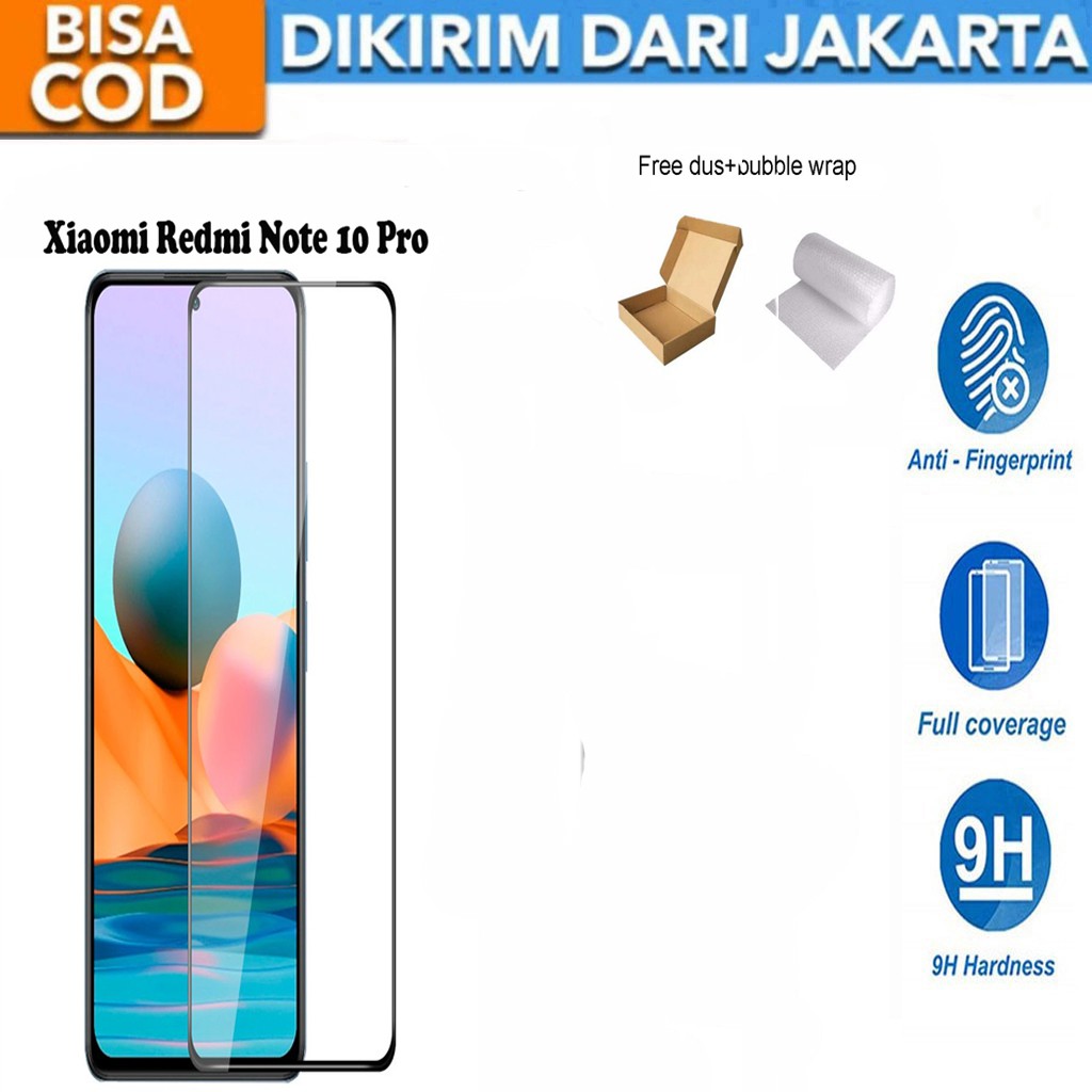 Tempered Glass Xiaomi Redmi Note 10 Pro Full Cover / Full Screen Protector Anti Gores