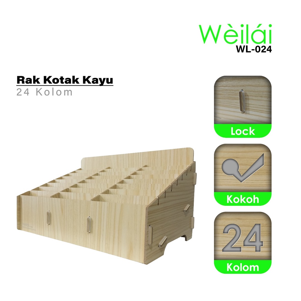 Weilai WL-024 Rak Kotak Kayu Elegan Penyimpanan Sparepart HP - Rak Multiguna 24 Sekat - Rak Kotak Ka