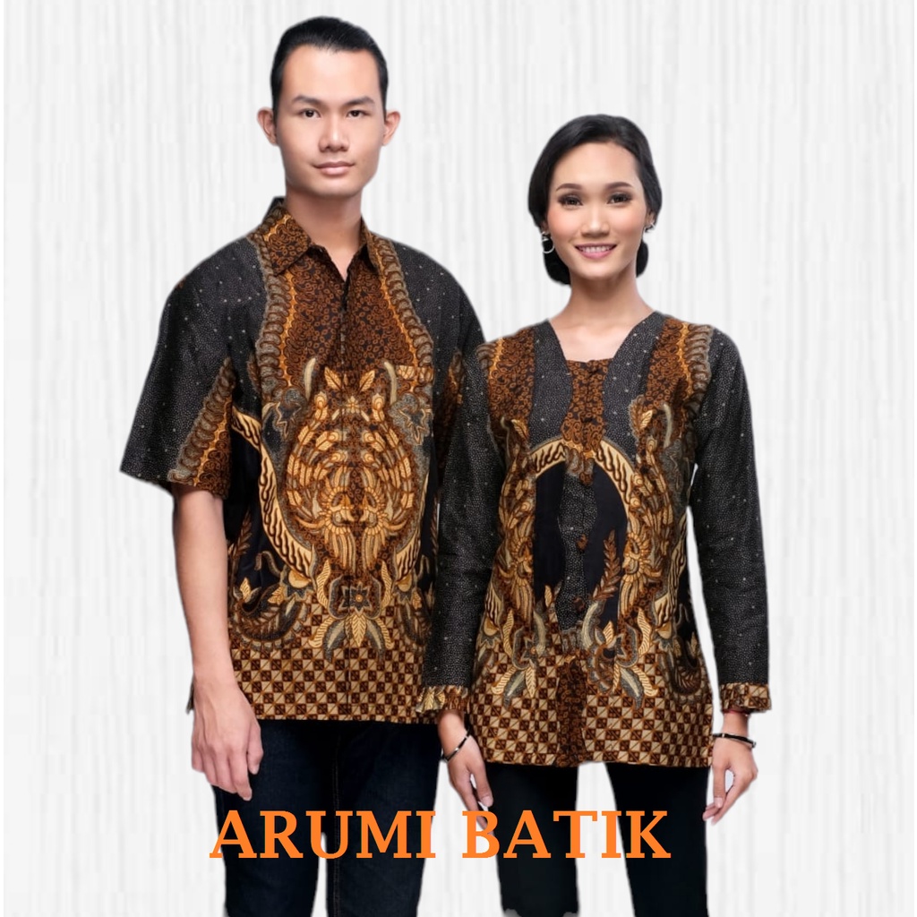 Sarimbit Keluarga Couple Seragam Kemeja Blouse Atasan Batik 3119 Coklat