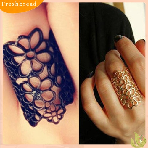 [Fresh] Cincin Terbuka Motif Bunga Hollow Bahan Alloy Adjustable untuk Wanita / Pesta / Prom