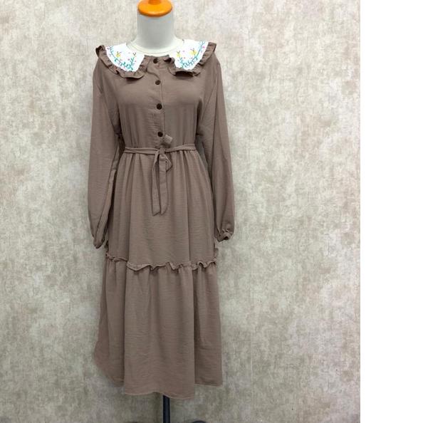 ❀ VIONA MIDI - MIDI DRESS CRINKLE BUSUI KOMBINASI PUTIH ALLSIZE FIT TO XL ◘