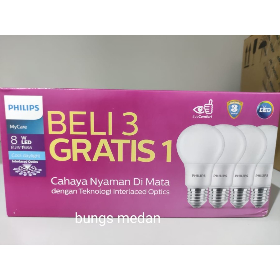 Jual Lampu LED Philips 8W Putih 8Watt 8 W BULB LEDBULB CDL TANPA KOTAK