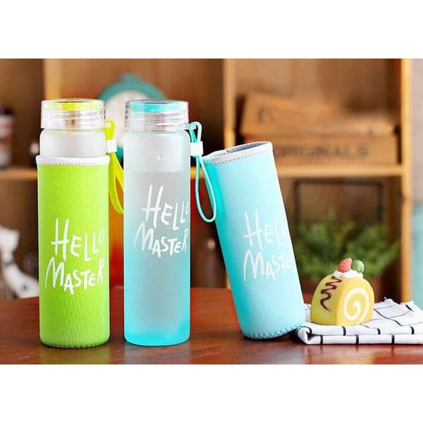 Botol Minum Hello Master 450ml / Botol Minum Kaca Hello Master