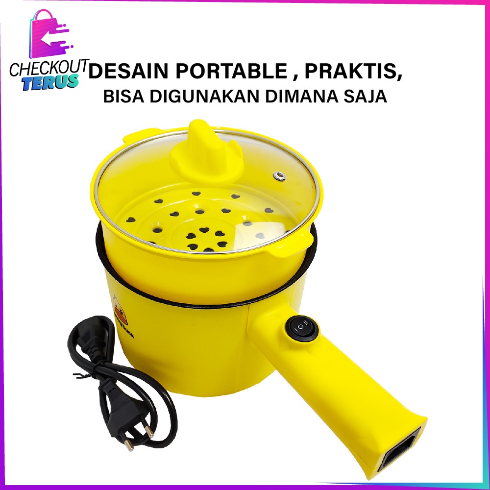 CT C520 Panci Elektrik 2IN1 Dengan Keranjang Kukus Motif Bebek Panci Kukus Listrik Serbaguna Panci Listrik Portable