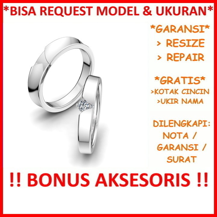 Gratis Ukir Nama Garansi Silver Asli Bisa Pesan Model Cincin Couple Perak Tunangan Mas Kawin Id599