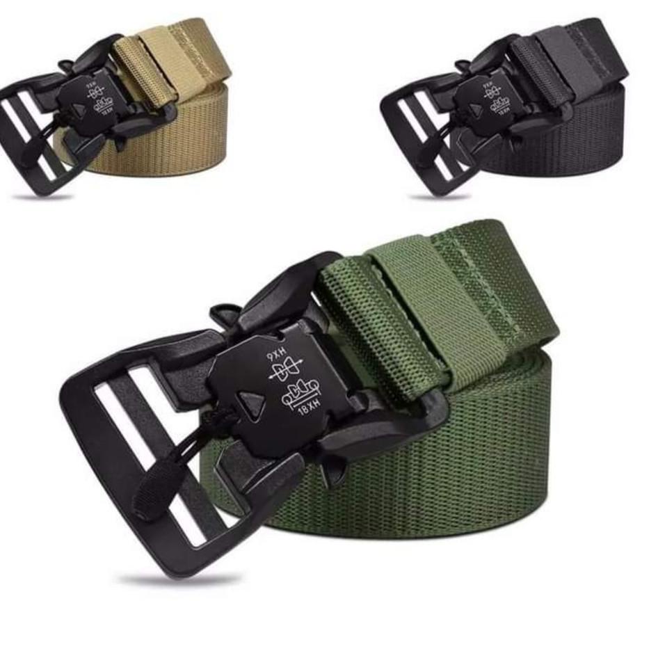 Baru Asli tali ikat pinggang kanvas military magnet 125 cm / fast uncloking buckle cepat nyaman dipake