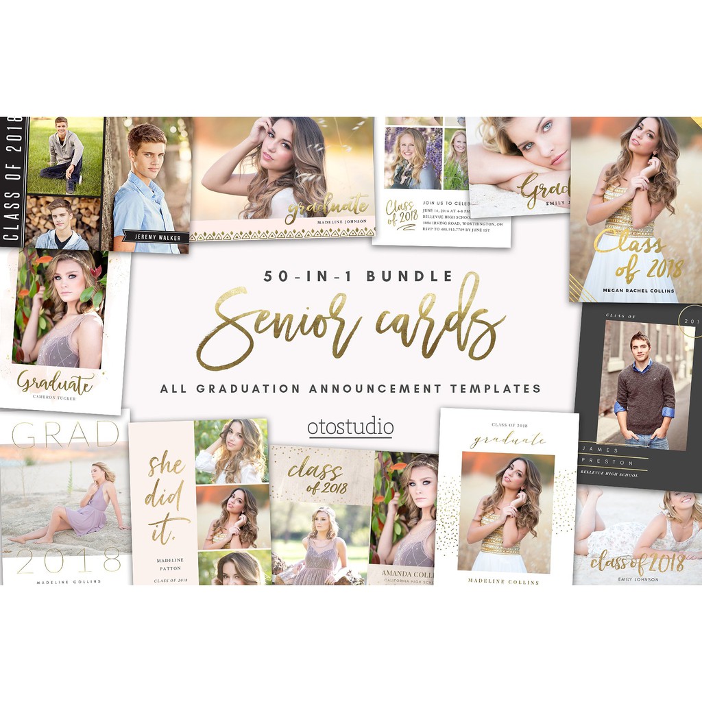 50 In 1 Senior Cards Bundle - Photoshop