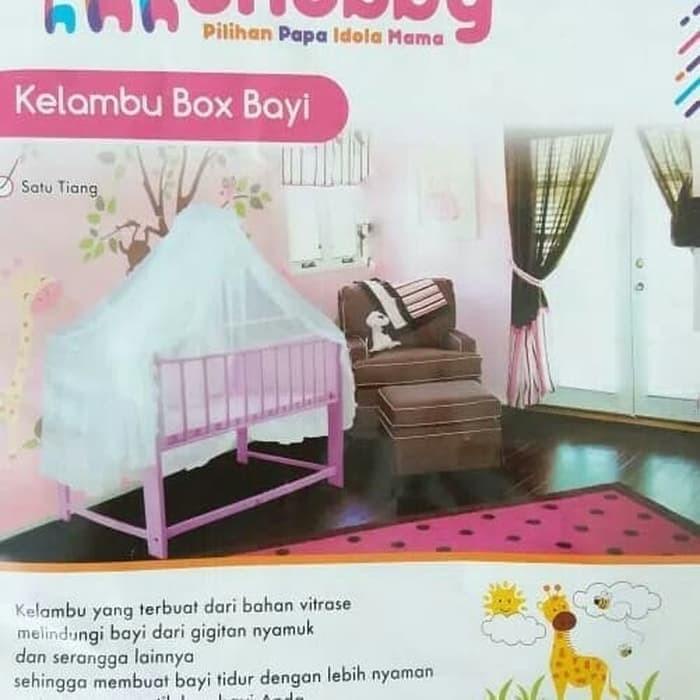 Kamar Bayi Kelambu Nyamuk Tempat Tidur Box Bayi 1 Tiang Putih Polos 1021