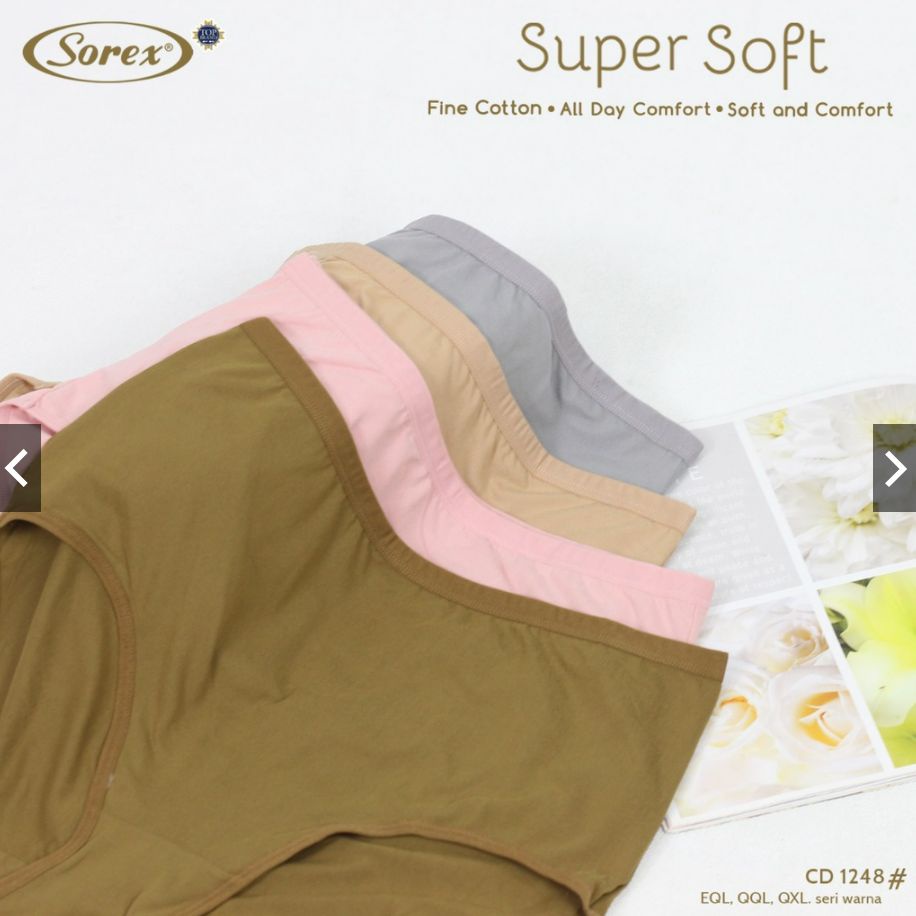 Sorex 1248 - 3 Pcs Celana Dalam Wanita - Pakaian Dalam Wanita - CD Basic Wanita Super Soft Extra Size Jumbo