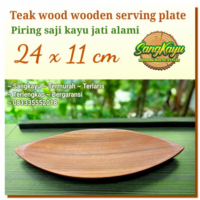 Piring kayu jati unik 24 x11cm wooden Serving Plate tray nampan saji