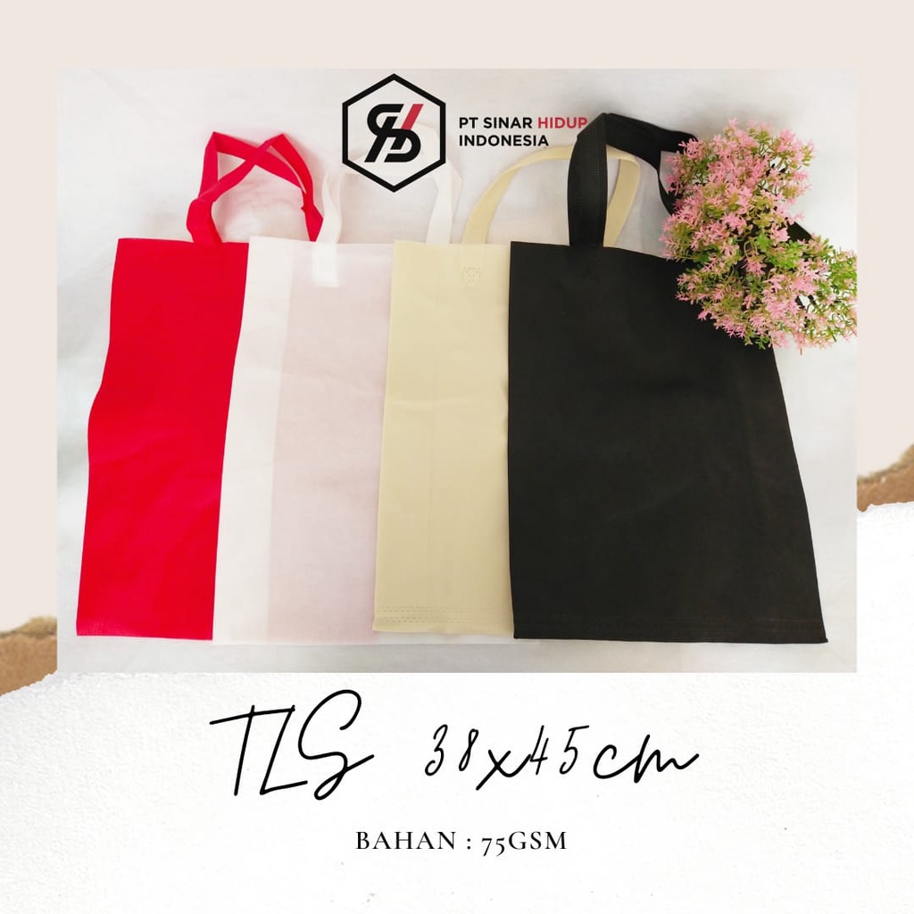 

RB Goodie Bag Tls 38 x 45 Spunbond Tote Bag Press Tali Sourvenir Weding Hajatan Perlusin ( 12 Pcs )