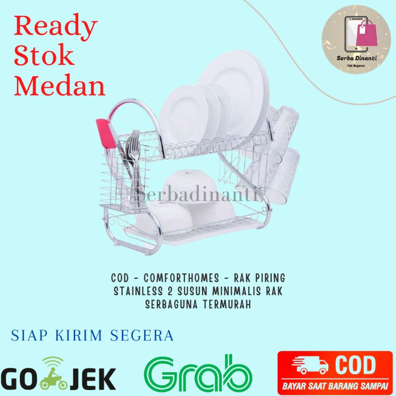 Rak Piring Stainless Steel 2 Susun Minimalis Rak Serbaguna Murah Medan