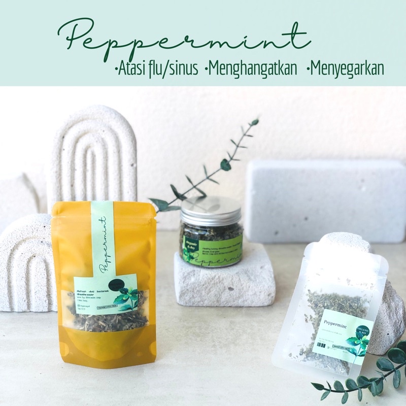 Organic&amp;Joy• Teh Daun Peppermint/Pure rolled peppermint leaves (anti flu,refresh energy,untuk pernafasan,pepermint,teh daun mint premium,mint leaves,teh herbal mint,tisane)
