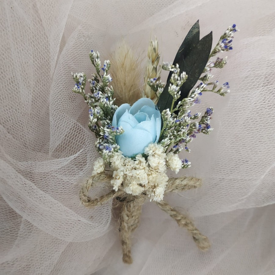Korsase Bunga Kering Warna Biru | Corsage Driedflower Blue Flower C-02