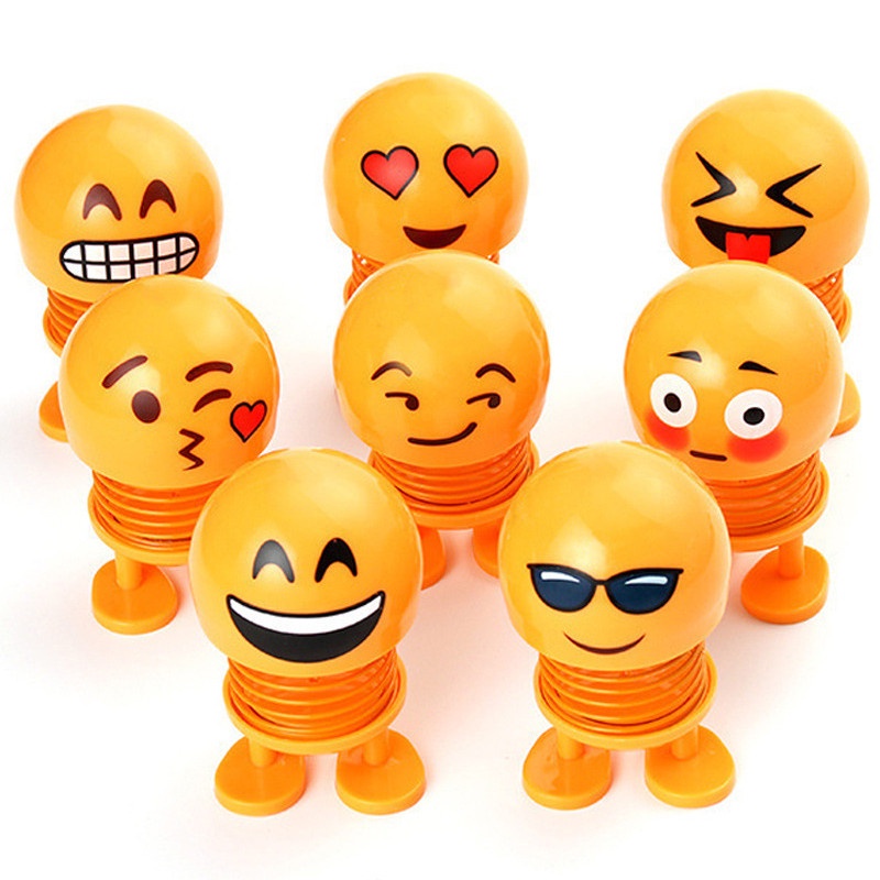 Mainan Boneka Emoji Kepala Goyang Untuk Dekorasi Dashboard Mobil