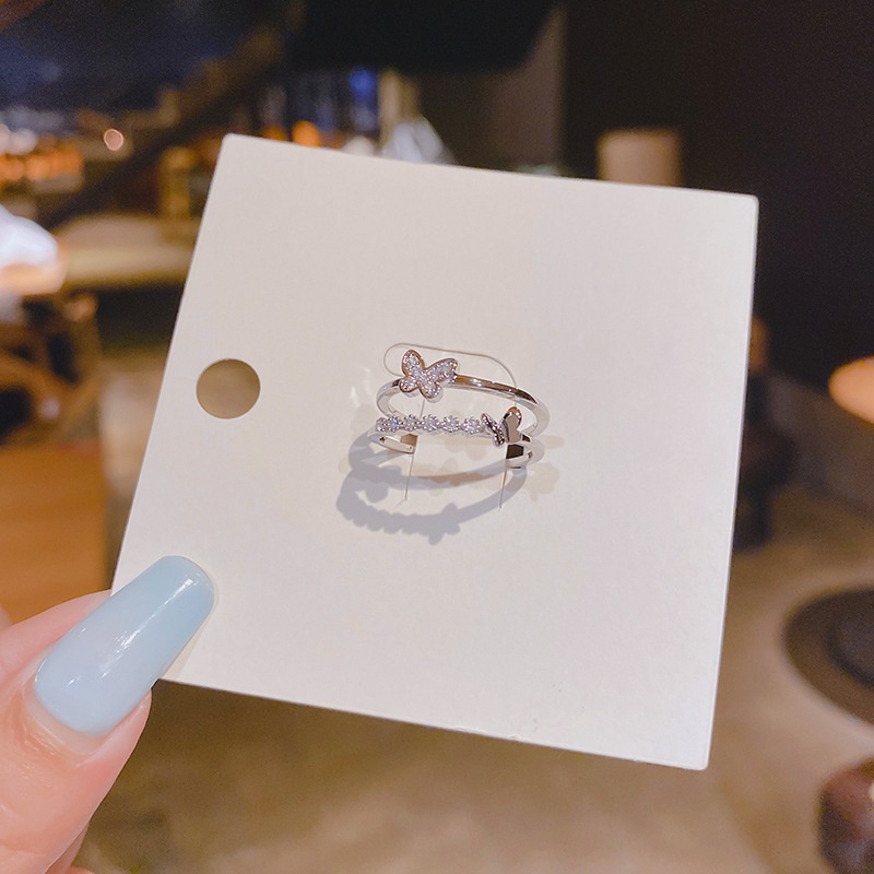 Cincin Model Butterfly 3 Warna Bahan Titanium Steel Untuk Wanita