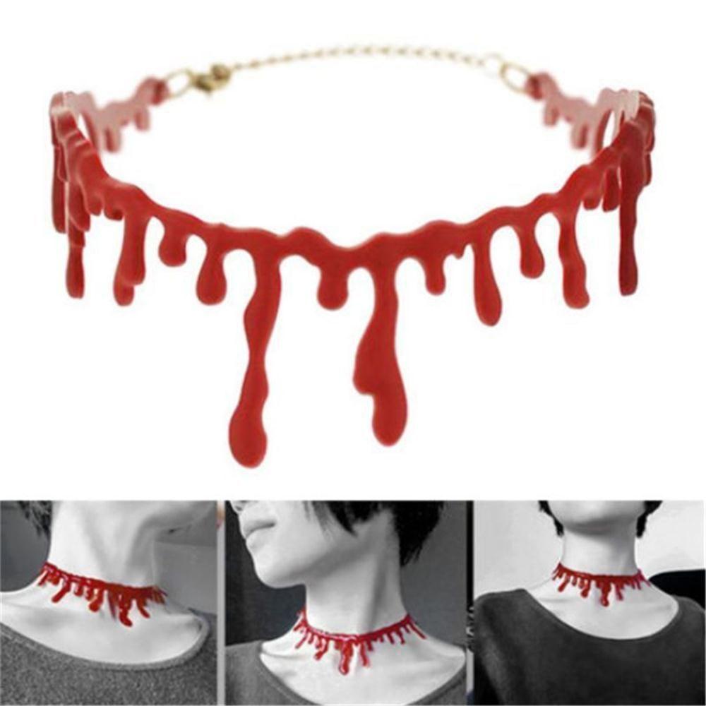 Solighter Tetes Darah Merah Kalung Perhiasan Cosplay Gaun Pesta Rock Gothic Deathrock