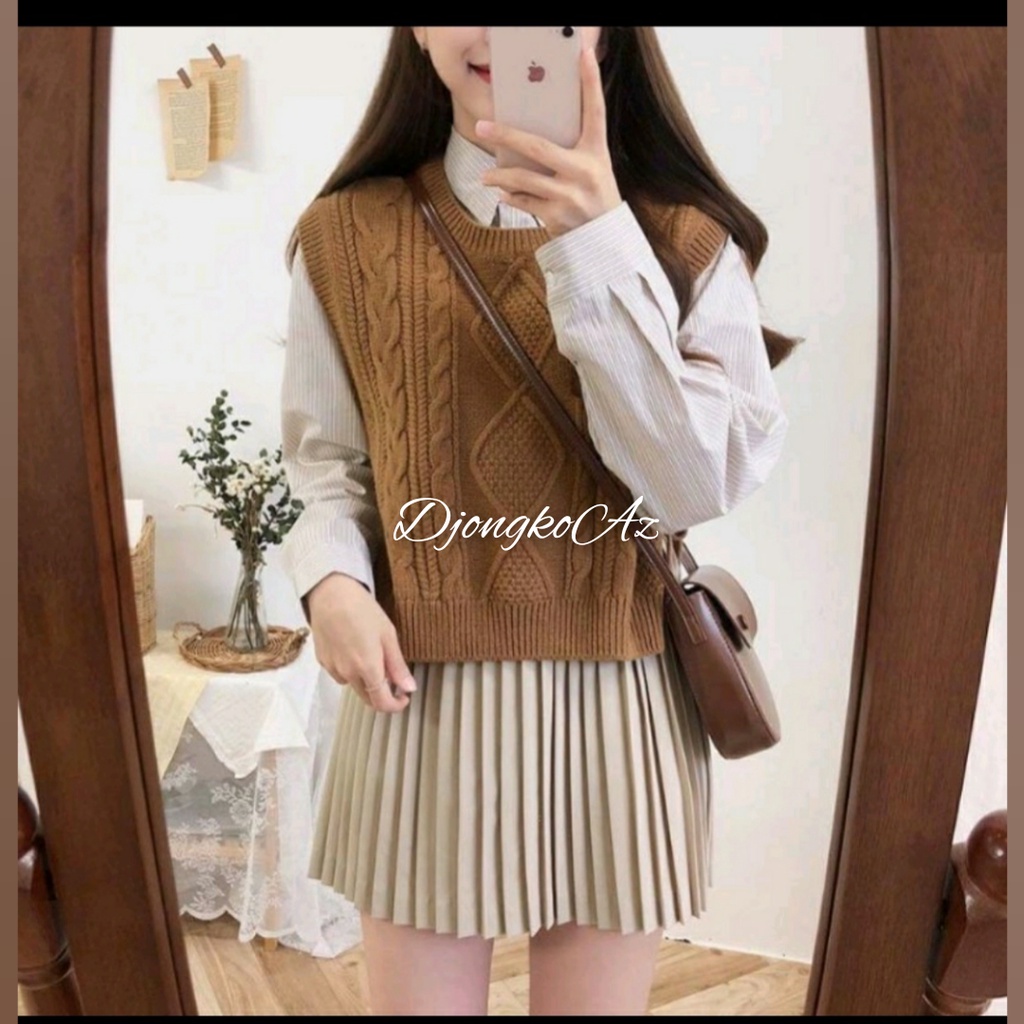 Rompi rajut tali pinggir outer rompi wanita