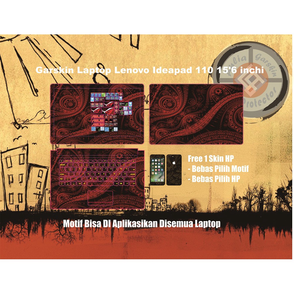 Garskin Laptop Lenovo Ideapad 110 14 inchi motif Red eye - Free Custom Motif