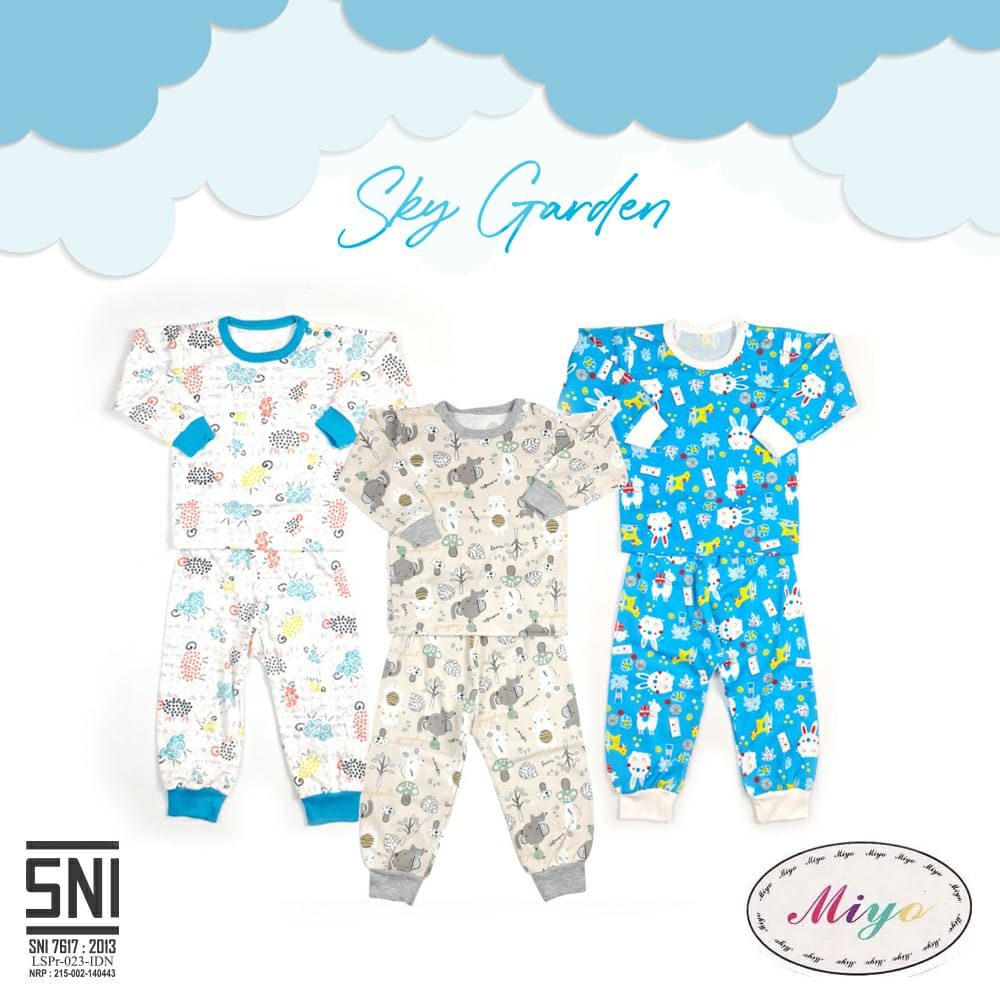 PROMO 7.7 MIYO by Libby Setelan PANJANG PRINT GEORGE MONKEY / SQUIRREL Piyama Baju Bayi Libby SML kecil (6-18bulan) SNI