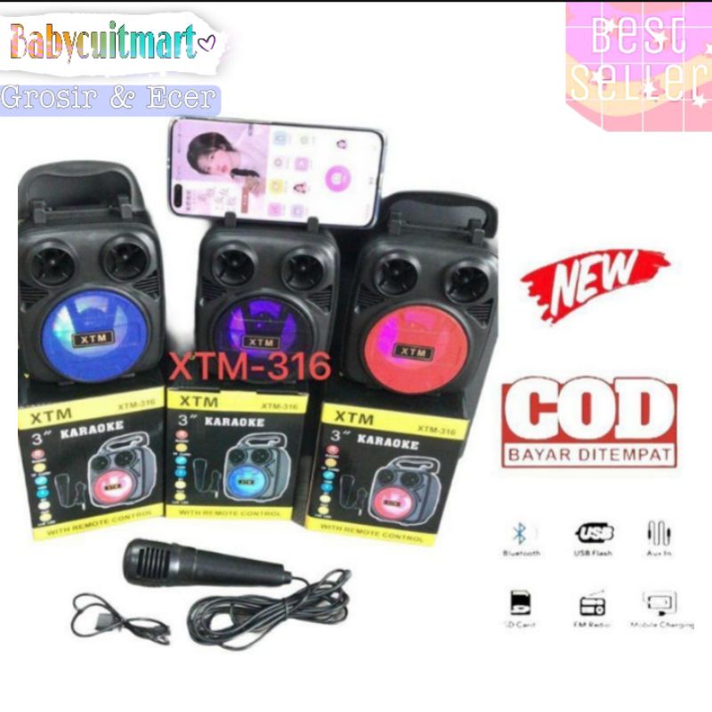 Jual Speaker Bluetooth Xtm Plus Mic Karaoke Spiker Wireless Mic Karaoke Speker Blotot