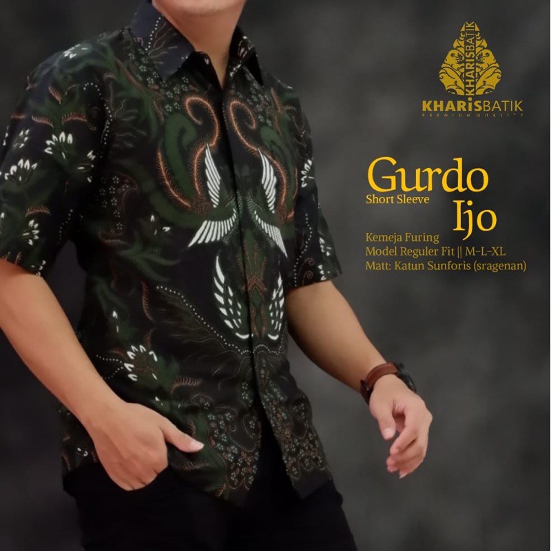 GURDO IJO Kemeja Batik Pria Full Furing Bahan Katun Primisima