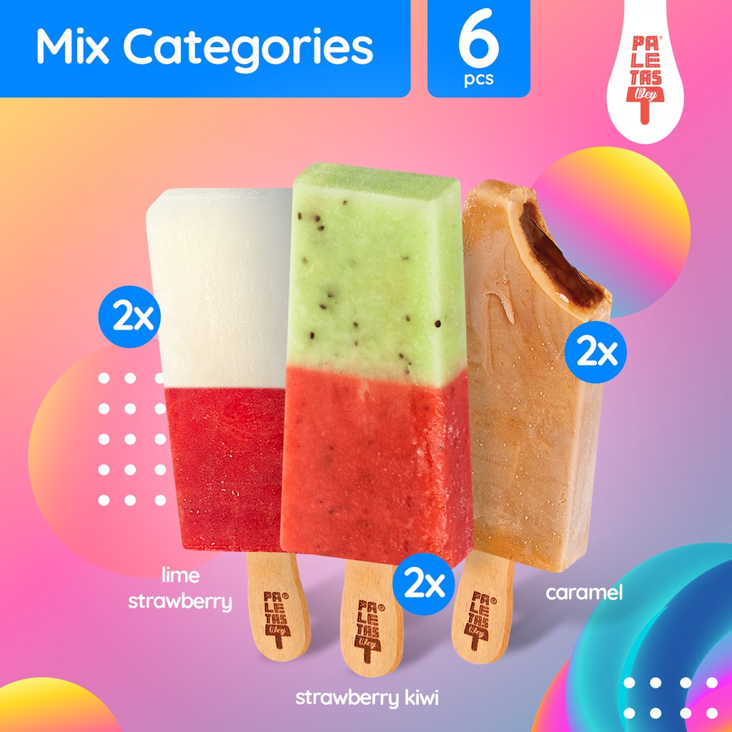 

Es Krim Paletas Wey 2 Strawberry Kiwi, 2 Caramel & 2 Lime Strawberry