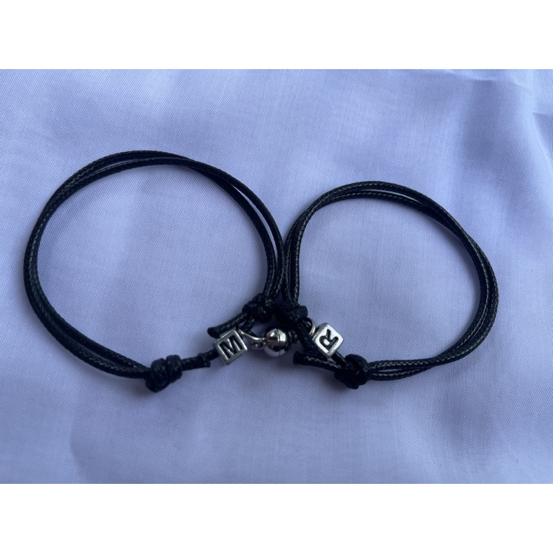 gelang Couple magnet pasangan ataw sahabat tali waterproof huruf bisa pilih warna