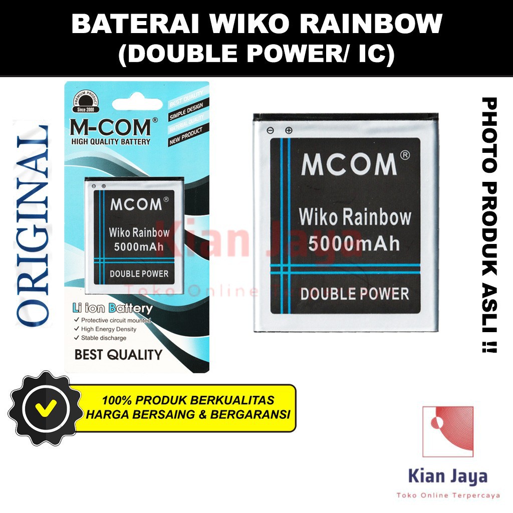 MCOM Baterai Hp Wiko Rainbow Original Double Power Batre Batrai Battery Ori