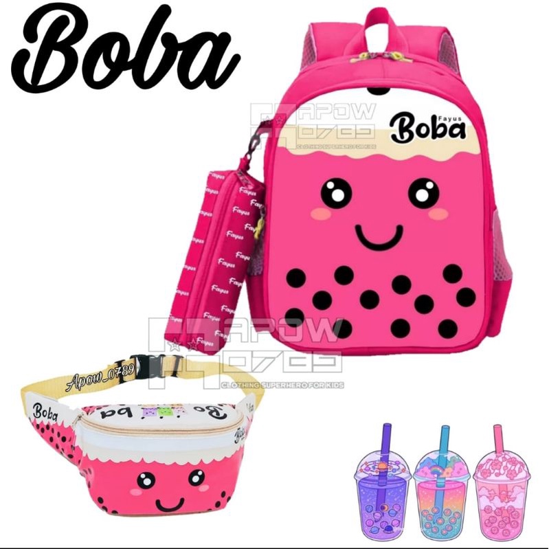 Tas ransel anak sekolah motif kartun lool bonus topi tas waisbag