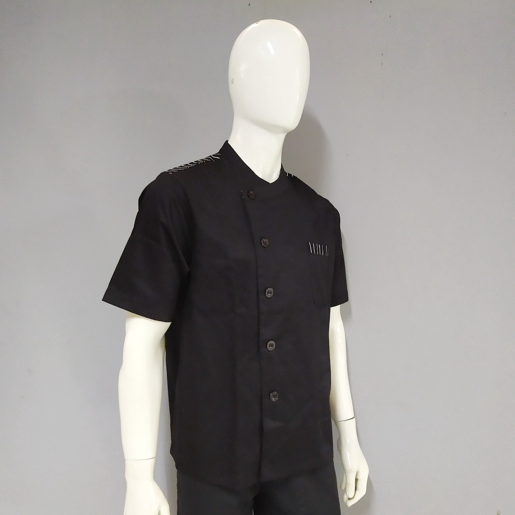 Chef Wear Baju Koki SS Hitam STRIPE LHRBLT