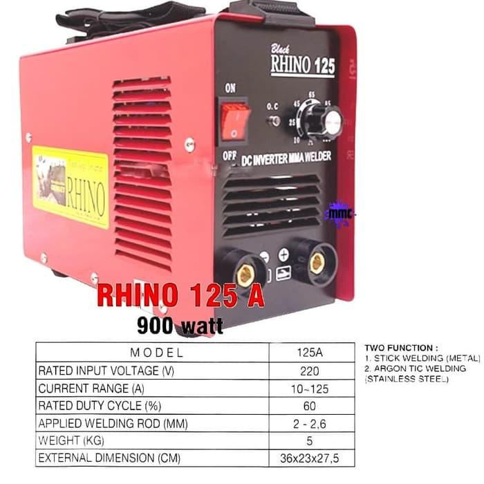 Mesin Las Inverter Rhino 125 A 900W Red Tarvo Las MMA 125 Rhino Merah